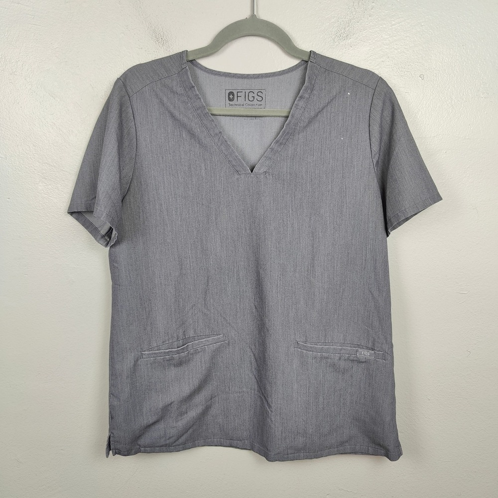 FIGS Casma‎ Three Pocket Scrub Top Womens Large Gray Medical Dental